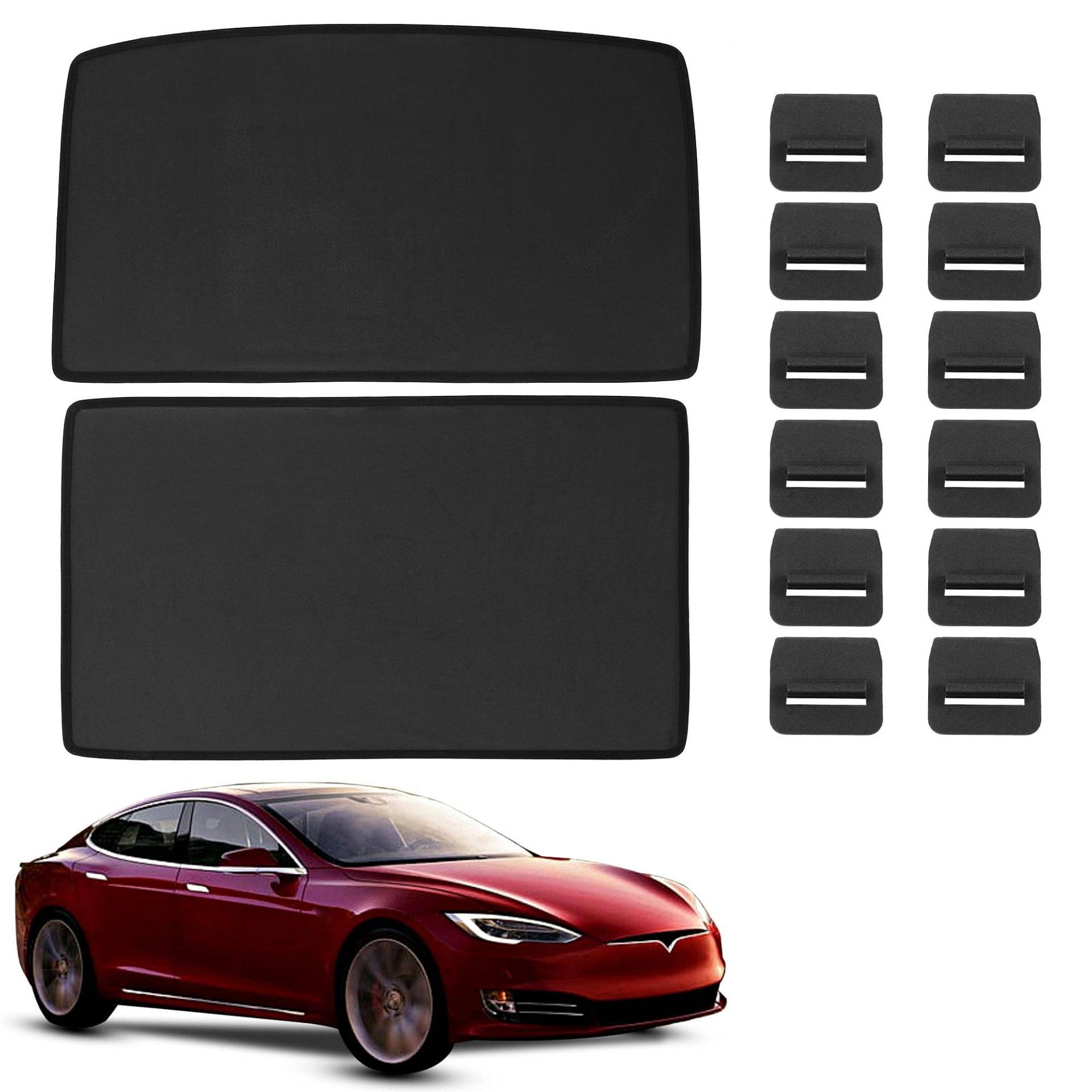 2 Stück 2020 Tesla Model S/Model S Plaid Glas Dach Sonnenschutz UV Strahlen Schutz Faltbares Sonnendach Sonnenschutz Top Fenster Sonnenschutz für Tesla Model S Wärmeisolierung Split Type Upgraded von MACHSWON