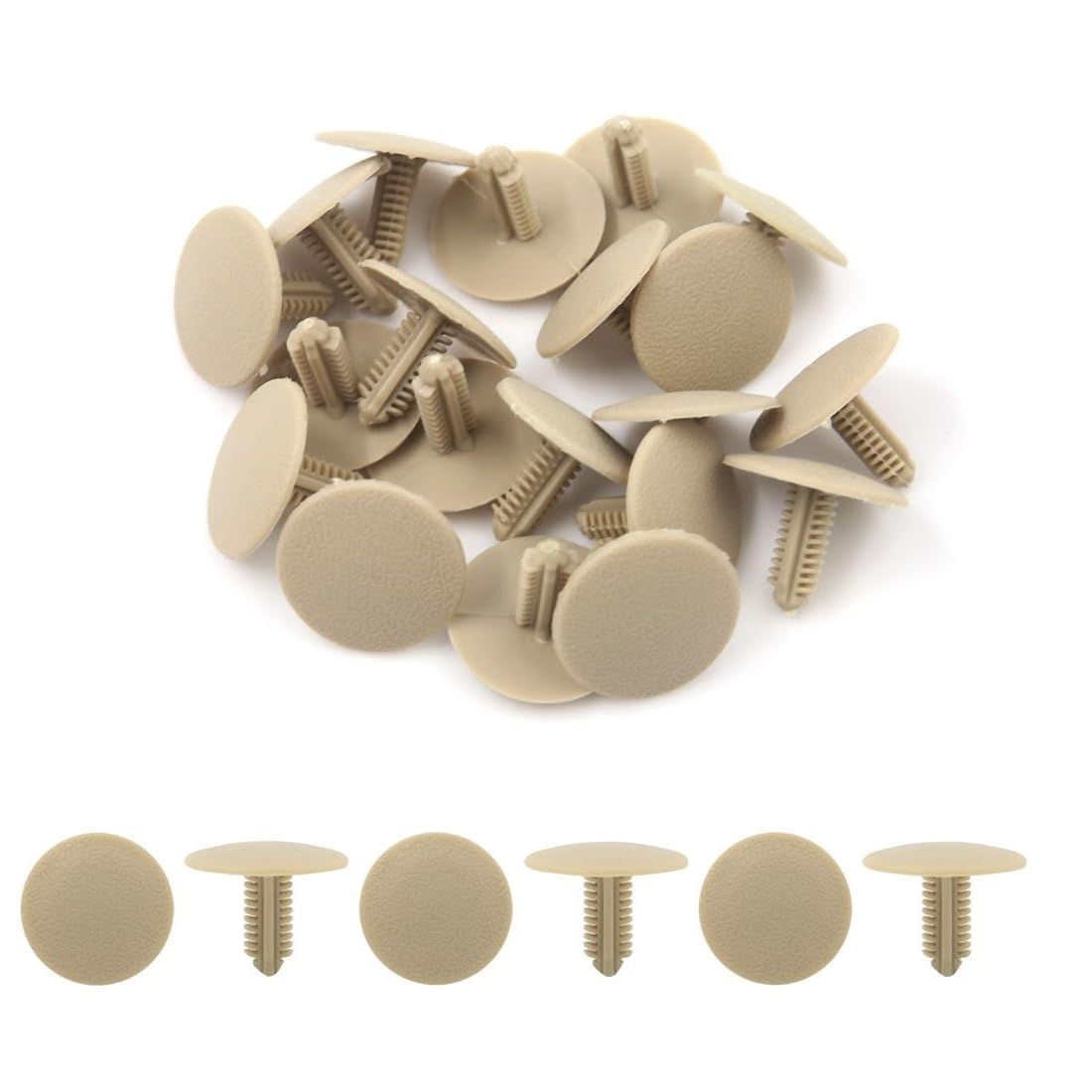 20 Stück 6 mm Loch 24,5 mm Kopf Auto Kunststoff Zierleiste Türverkleidung Halter Clip Nieten Beige von MACHSWON