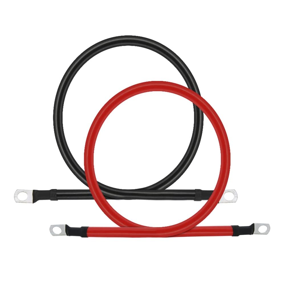 MACHSWON 2 AWG Batteriekabel, 91 cm, reines Kupfer, Wechselrichterdrähte mit 5/16 Zoll verzinnten Kupferlaschen, positiven und negativen Kabeln für Automobil-, Wohnmobil-, Marine-, Solar-, Motorrad- von MACHSWON