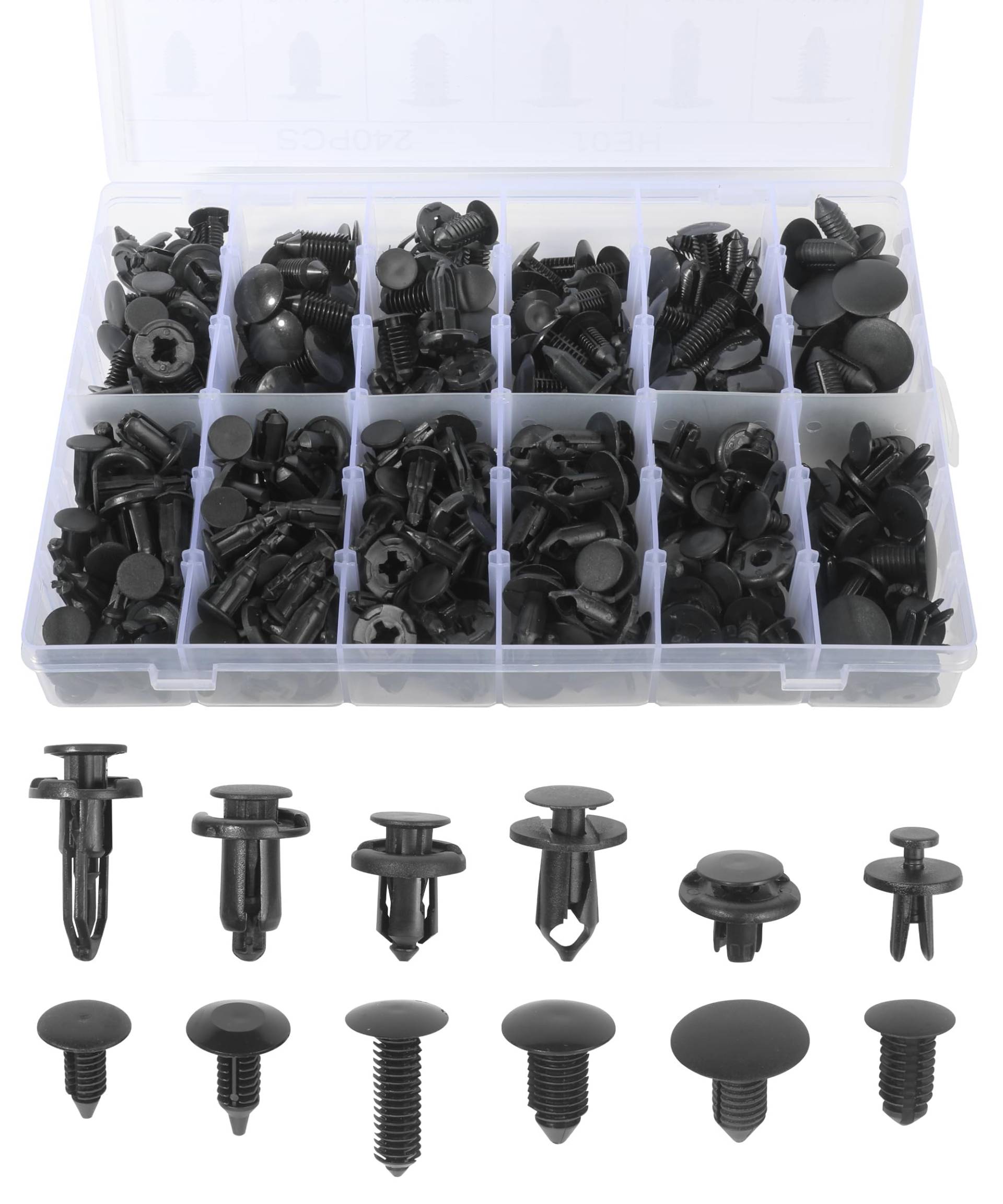 MACHSWON 240-teiliges Auto-Clip-Set, Push-Retainer-Nieten-Set für Autos, LKWs und Motorräder, 12 Größen, Kunststoff-Stoßstangen-Verschlüsse mit Aufbewahrungsbox von MACHSWON