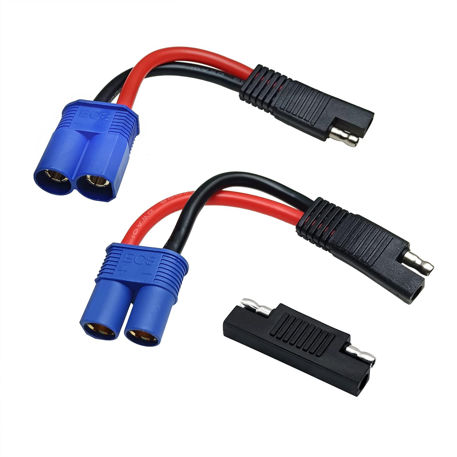 2pcs 10AWG EC8 zu SAE Kabel,EC8 Female/Male zu SAE Stecker Stromkabel Draht mit SAE Polaritätsumkehr Adapter für Auto ESC RC Motor Notstart Solar Panel Batterie lädt 15cm/6in von MACHSWON