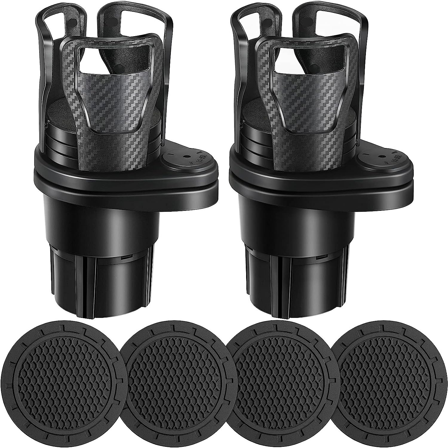 MACHSWON 2pcs Schwarz Multifunktionale Auto Getränkehalter Getränkehalter mit 4 Auto Becherhalter Matten Einsätze Einstellbare Auto Cup Holder Adapter Extender von MACHSWON