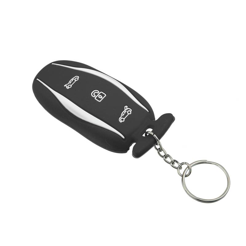 MACHSWON Auto Silikon Smart Key Fob Case Cover Shell Protector Keyless mit Schlüsselanhänger Schwarz für Tesla Model 3 Model Y Model S von MACHSWON