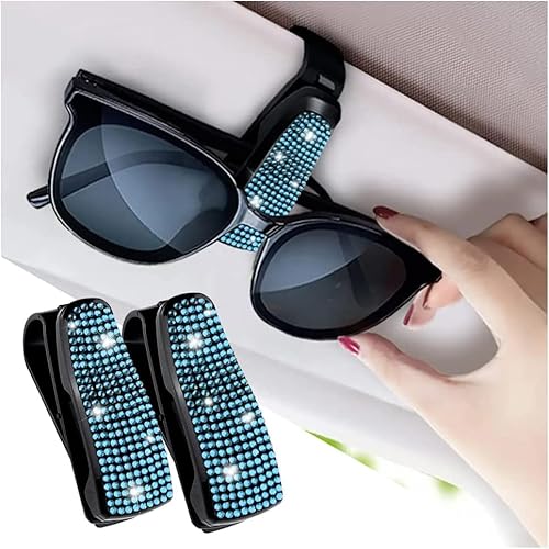 MACHSWON Bling Sonnenbrillenhalter für Auto Sonnenblende, Strass-Brillen-Organizer mit Magnetverschluss, stilvoller Auto-Visier-Clip für Frauen von MACHSWON