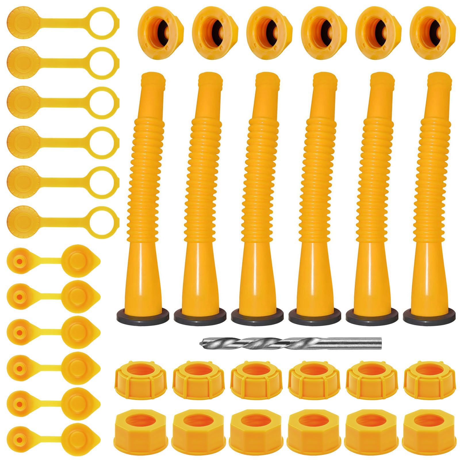 MACHSWON Gaskanisterauslauf Ersatz Gaskanistendüse Schlauchlänge ist 20,6 cm, mit Gastank-Entlüftungskappen, dicke Gummi-Polsterung, Auslaufabdeckung, Basiskappen (6 Kit) für die meisten 1/2/5/10 von MACHSWON