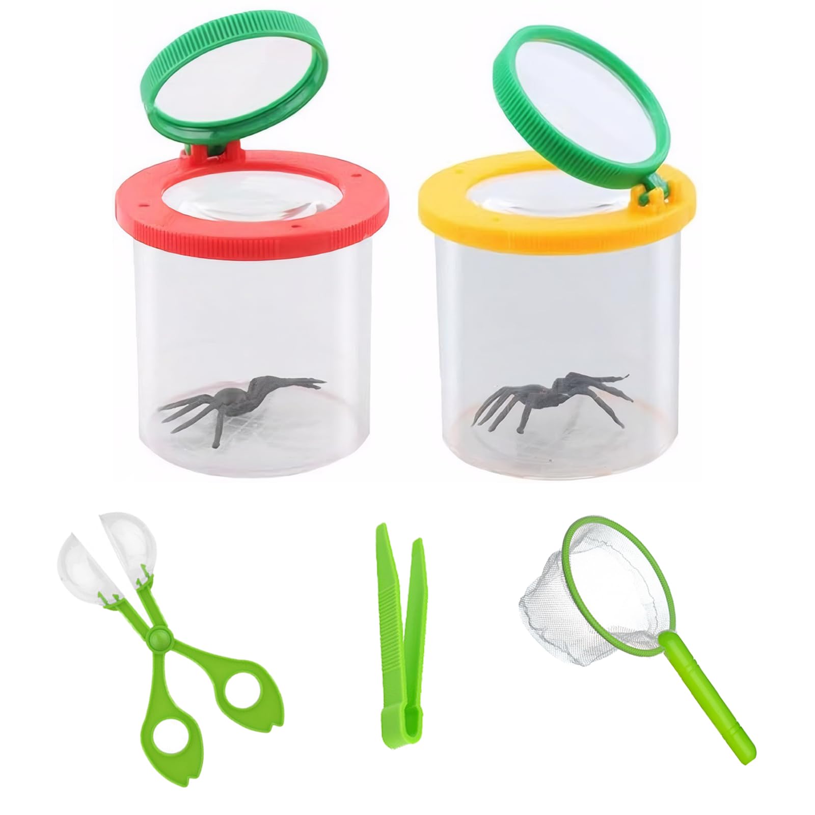 MAEXUS® Becherlupen für Kinder Set, Lupenbecher Kinder Becherlupen Lupendose, Insektenbox für Kinder Zum Beobachten, Kinder Schmetterlingsnetz Outdoor, Kinderspielzeug Ab 15 Jahre Jungen von MAEXUS