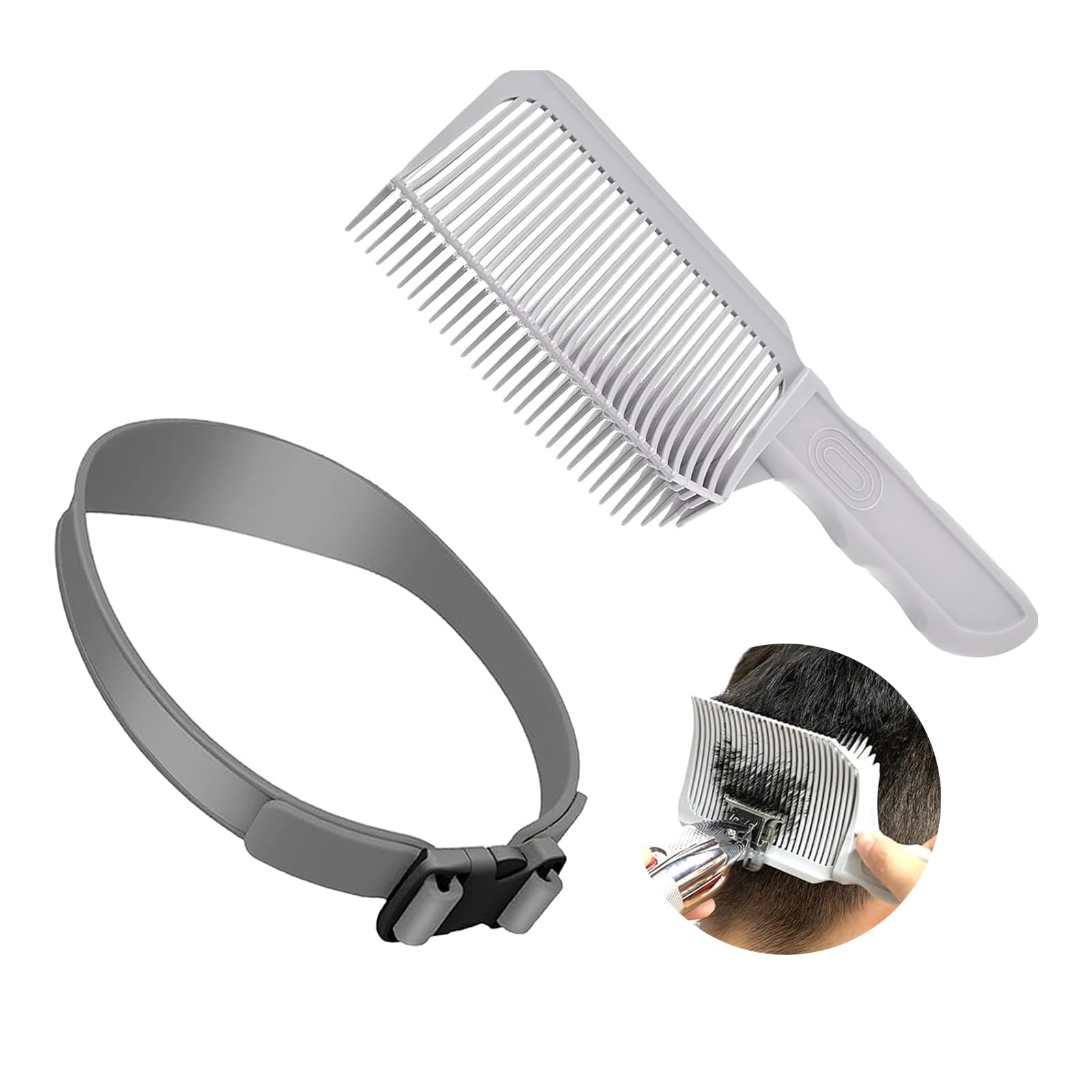 MAEXUS® Haarschneidekamm Friseur Kamm 2 Stück, Verstellbare Haarschnitt-Schablone, ÜBergangskamm, Herren-Friseur-Set, Gebogener Silikon-Haarschneideband, Haarschneide-ÜBergangstrimmer von MAEXUS