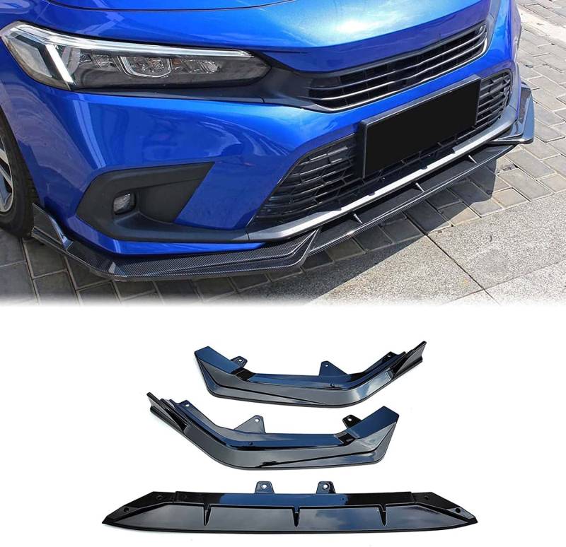 Auto Frontlippe Spoiler für Honda Civic 2021 2022 2023 11th 4DR Sedan, Frontstoßstange Lippe Spoiler FrontstoßStangenlippe Auto Frontlippe Splitter Spoiler Wing, Autoschutz Body Kit,B Glossy black von MAGII