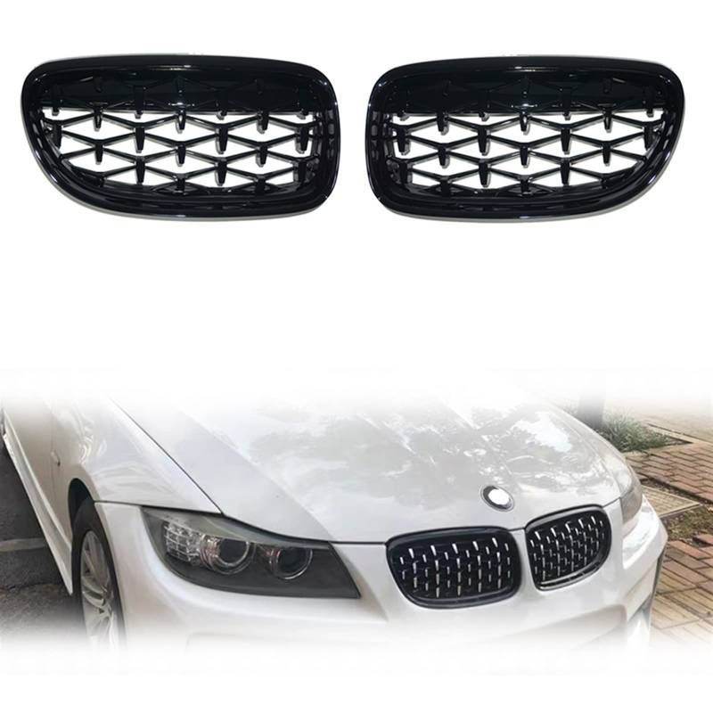 MAGII Auto Front Kühlergrille für BMW 3er E90 2009-2012, Frontstoßstangengitter Kühlergrill Kühlergitter, Auto Kühlergrill Grill Lufteinlassgrill Frontgrill Zubehör,B Black von MAGII