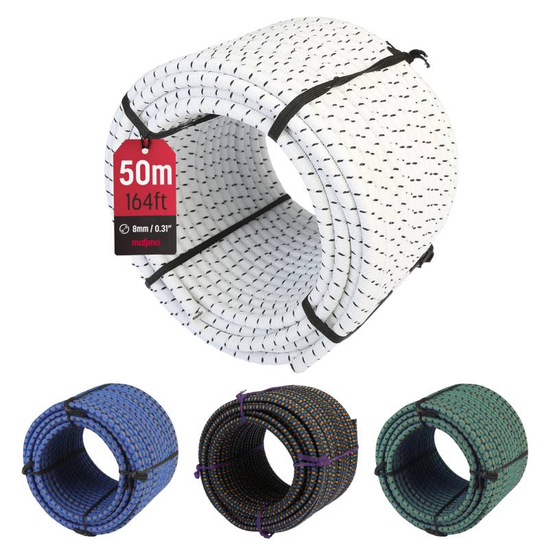 MAGMA Elastisches Seil Bungee-Seil für Schwimmbadabdeckungen 8mm, 10m. Gummiseil für Schwimmbad, Angeln, Segeln, Bootfahren, Camping, Tarpaulin-Planen, Innen, Außen, Küche, Werkstatt, Garten (Weiß) von MAGMA