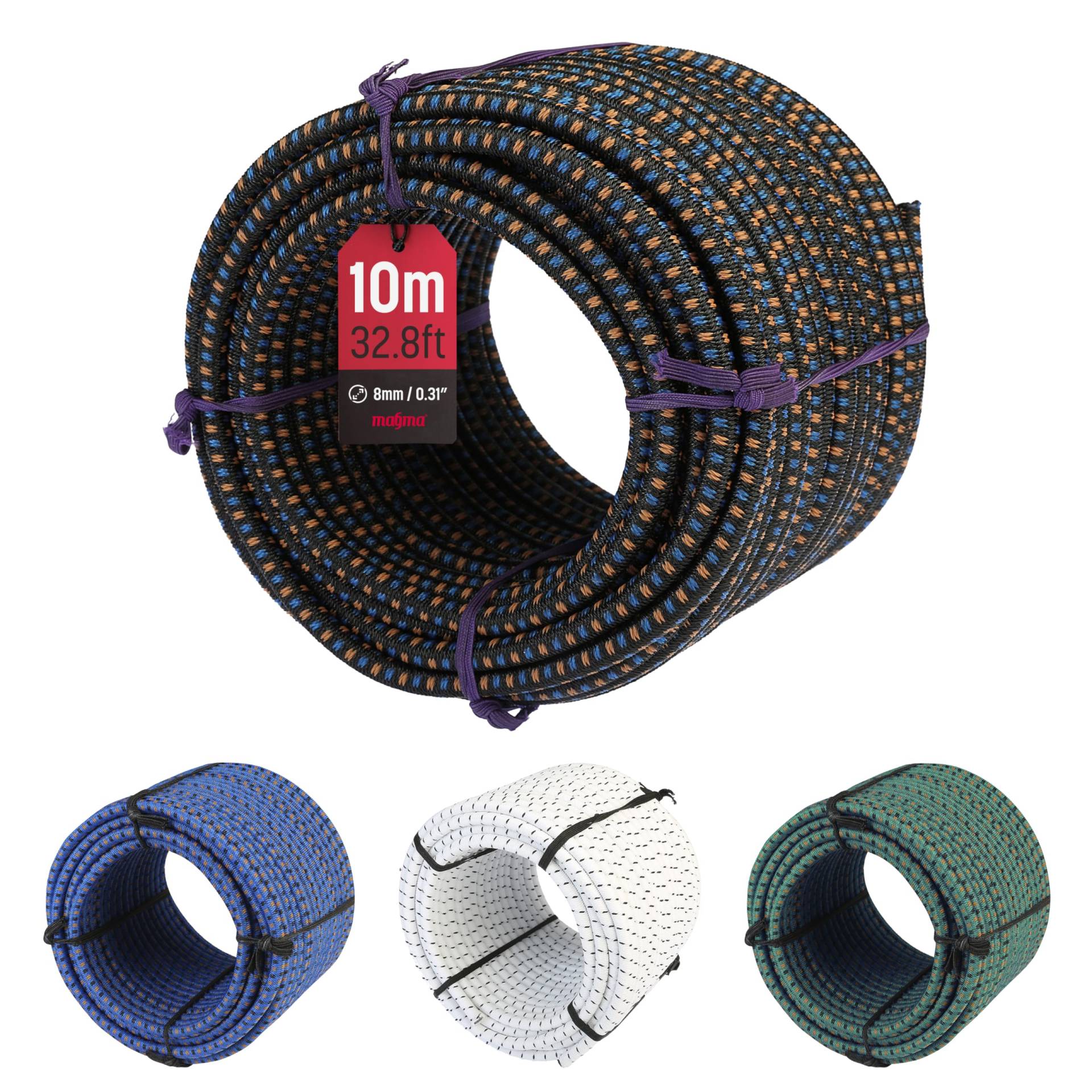 MAGMA Elastisches Seil Bungee-Seil für Schwimmbadabdeckungen 8mm, 25m. Gummiseil für Schwimmbad, Angeln, Segeln, Bootfahren, Camping, Tarpaulin-Planen, Innen, Außen, Küche, Werkstatt, Garten (Schwarz) von MAGMA