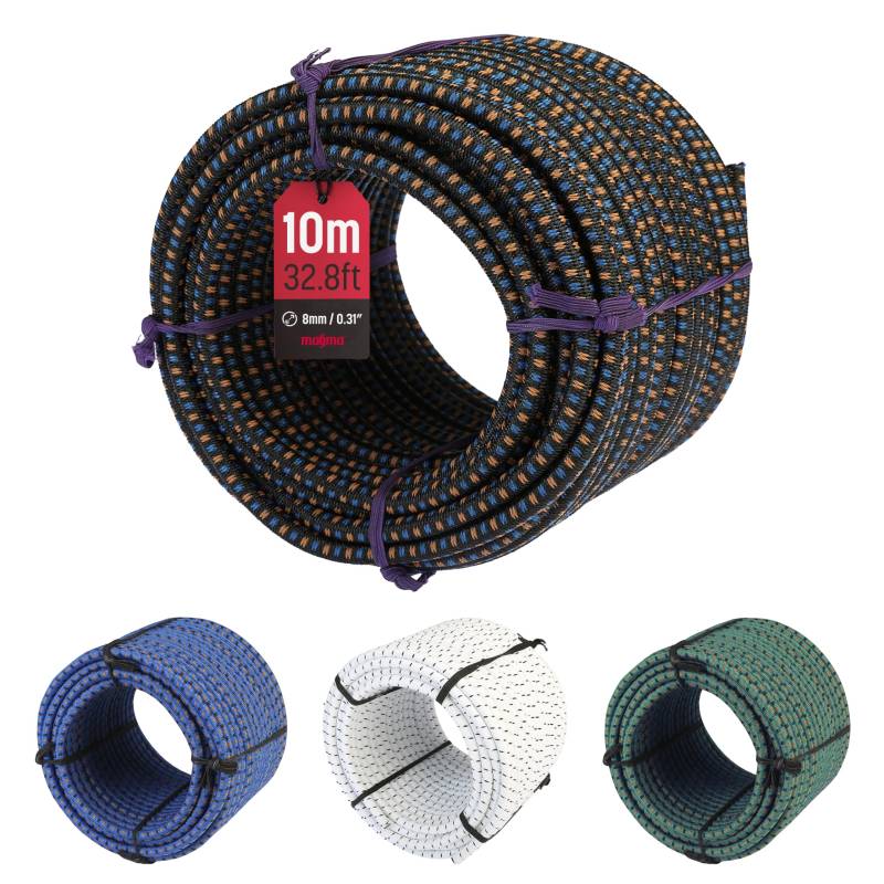 MAGMA Elastisches Seil Bungee-Seil für Schwimmbadabdeckungen 8mm, 25m. Gummiseil für Schwimmbad, Angeln, Segeln, Bootfahren, Camping, Tarpaulin-Planen, Innen, Außen, Küche, Werkstatt, Garten (Schwarz) von MAGMA