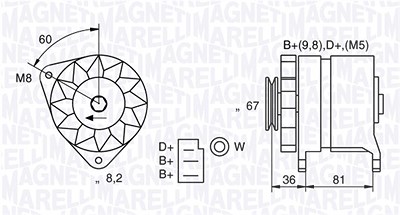 Magneti Marelli Generator [Hersteller-Nr. 054022384010] für Austin, Ford, Innocenti, Renault Korea, Rover von MAGNETI MARELLI