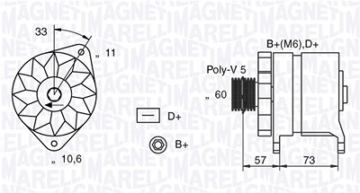 Magneti Marelli Generator [Hersteller-Nr. 063321156010] für Fiat, Lancia von MAGNETI MARELLI