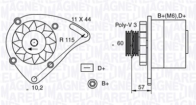 Magneti Marelli Generator [Hersteller-Nr. 063321173010] für Lancia, Fiat, Autobianchi von MAGNETI MARELLI