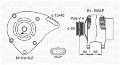 Magneti Marelli Generator [Hersteller-Nr. 063731253010] für Renault von MAGNETI MARELLI