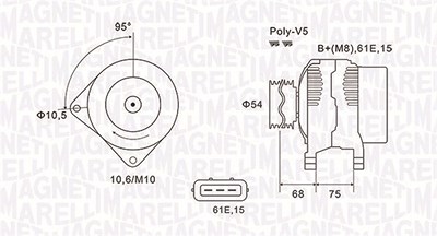 Magneti Marelli Generator [Hersteller-Nr. 063731584010] für BMW, Opel von MAGNETI MARELLI