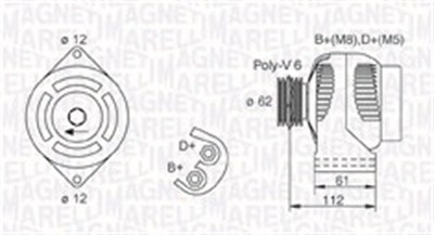 Magneti Marelli Generator [Hersteller-Nr. 063731884010] für Alfa Romeo, Fiat, Opel von MAGNETI MARELLI