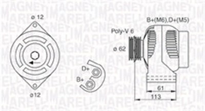 Magneti Marelli Generator [Hersteller-Nr. 063731885010] für Alfa Romeo, Fiat, Opel von MAGNETI MARELLI