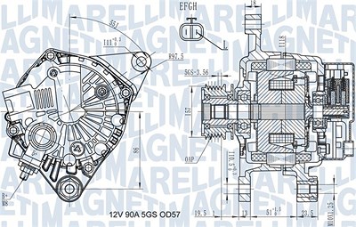 Magneti Marelli Generator [Hersteller-Nr. 063731938010] für Hyundai, Kia von MAGNETI MARELLI