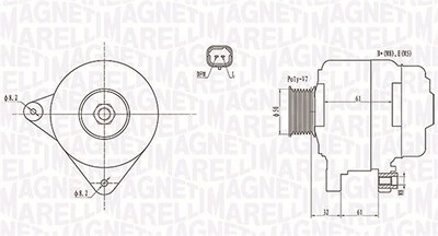 Magneti Marelli Generator [Hersteller-Nr. 063731959010] für Hyundai, Opel, Renault von MAGNETI MARELLI