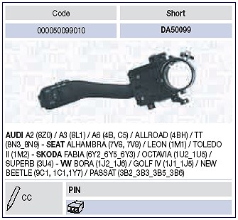 Magneti Marelli Lenkstockschalter [Hersteller-Nr. 000050099010] für Audi, Seat, Skoda, VW von MAGNETI MARELLI