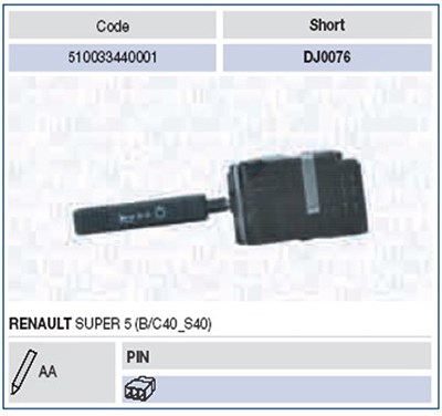 Magneti Marelli Lenkstockschalter [Hersteller-Nr. 510033440001] für Renault von MAGNETI MARELLI