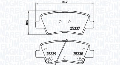 Magneti Marelli Bremsbeläge hinten (Satz) [Hersteller-Nr. 363700430067] für Hyundai, Kia, Ssangyong von MAGNETI MARELLI