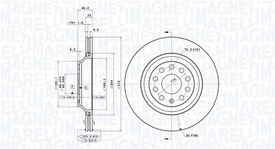 Magneti Marelli Bremsscheibe [Hersteller-Nr. 360406062701] für Audi, Seat, Skoda, VW von MAGNETI MARELLI