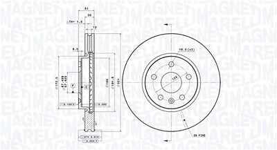 Magneti Marelli Bremsscheibe [Hersteller-Nr. 360406080801] für Chevrolet, Opel, Saab, Vauxhall von MAGNETI MARELLI