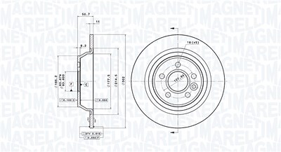 Magneti Marelli Bremsscheibe Hinterachse Voll [Hersteller-Nr. 360406107001] für Ford, Land Rover von MAGNETI MARELLI