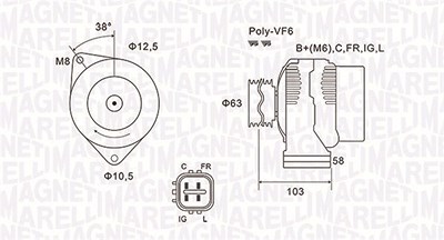 Magneti Marelli Generator [Hersteller-Nr. 063731727010] für Honda von MAGNETI MARELLI