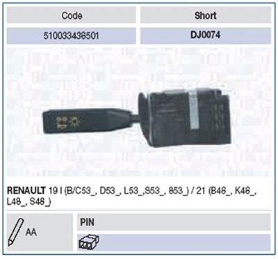 Magneti Marelli Lenkstockschalter [Hersteller-Nr. 510033438501] für Renault von MAGNETI MARELLI