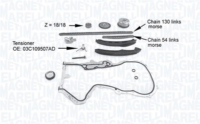 Magneti Marelli Steuerkettensatz [Hersteller-Nr. 341500001210] für Audi, Seat, Skoda, VW von MAGNETI MARELLI