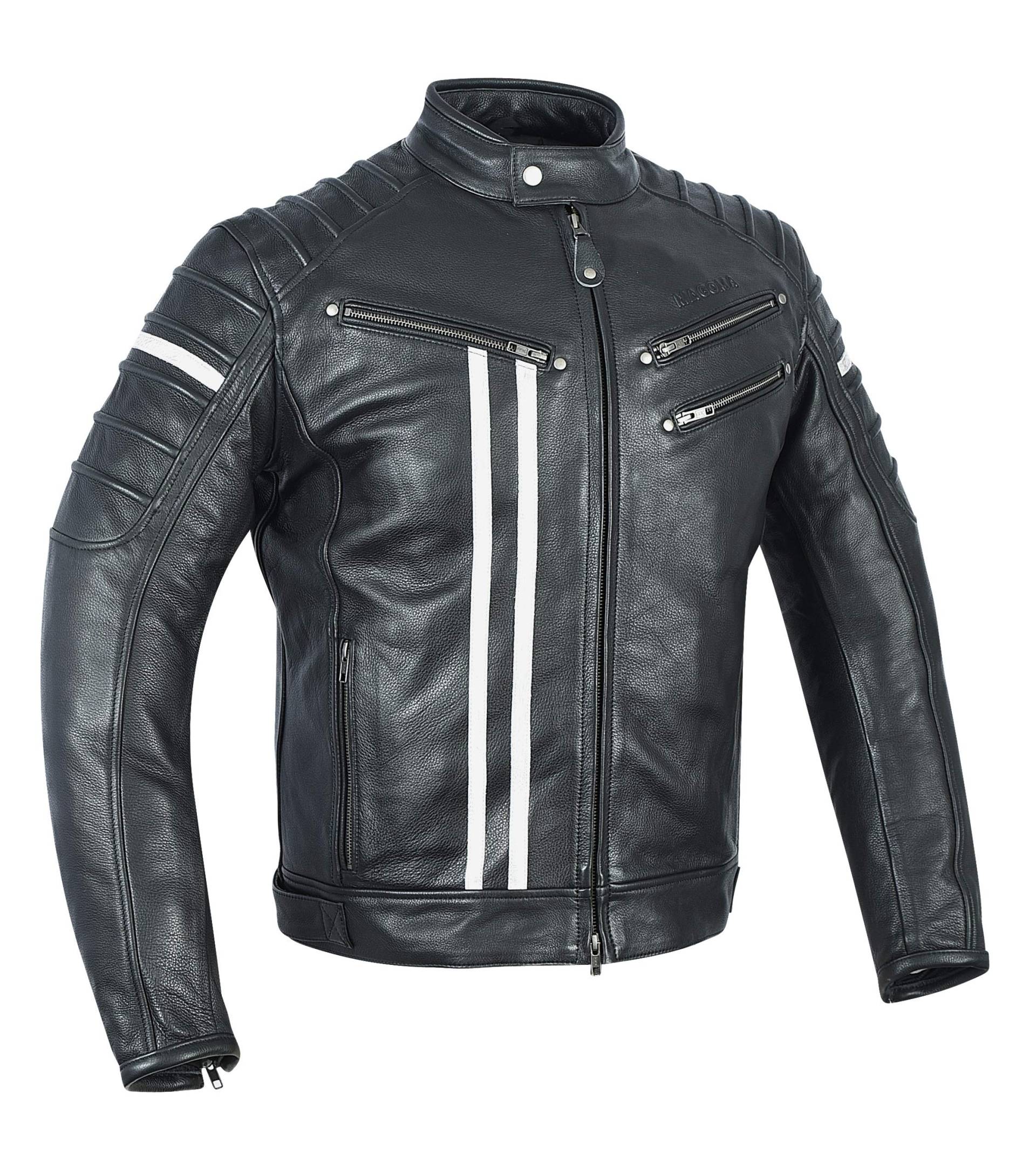 MAGOMA Bronx A ++ Lederjacke mit Motorradschutz, Schwarz, XL von MAGOMA