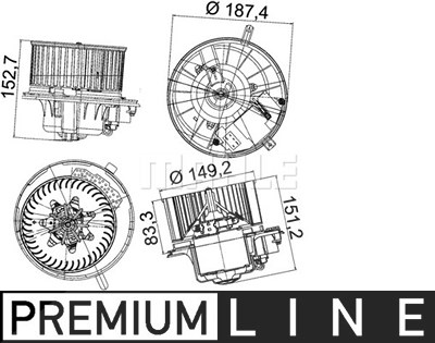 Mahle Innenraumgebläse [Hersteller-Nr. AB149000P] für Audi, Seat, Skoda, VW von MAHLE