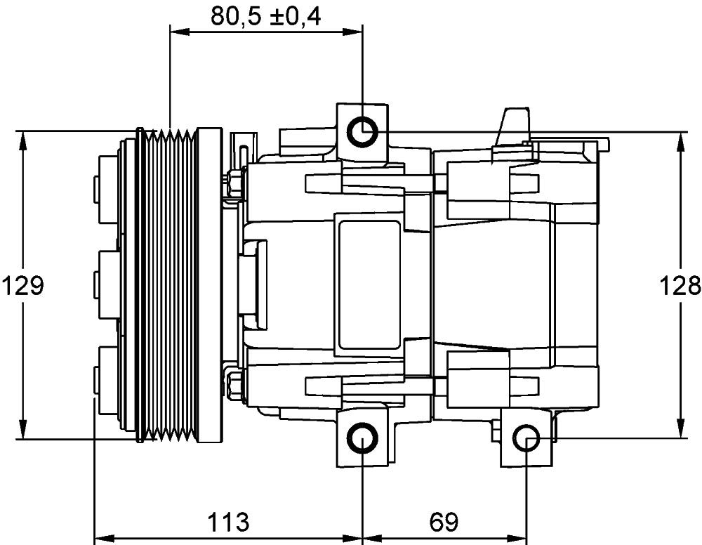 MAHLE ACP 101 000P Kompressor Klimaanlage Keilrippenriemenscheibe 129MMu.a. passend für FORD TRANSIT Bus von MAHLE