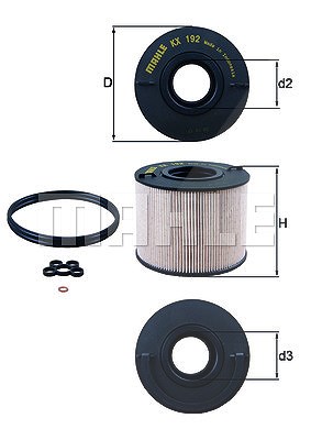 Mahle Kraftstofffilter [Hersteller-Nr. KX192D] für Audi, Porsche, VW von MAHLE