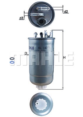 Mahle Kraftstofffilter [Hersteller-Nr. KL147D] für VW, Skoda, Seat, Audi, Fiat von MAHLE