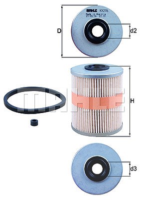 Mahle Kraftstofffilter [Hersteller-Nr. KX206D] für Citroën, Mitsubishi, Nissan, Opel, Peugeot, Renault, Suzuki, Volvo von MAHLE