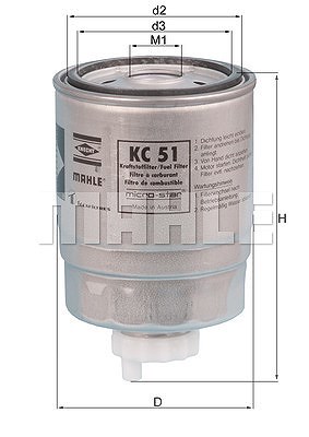 Mahle Kraftstofffilter [Hersteller-Nr. KC51] für Citroën, Fiat, Nissan, Peugeot von MAHLE