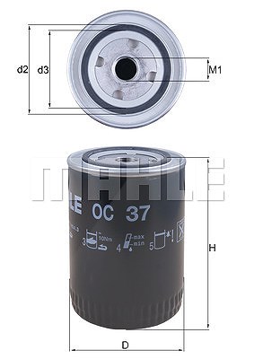 Mahle Ölfilter [Hersteller-Nr. OC37] für Rover, Alfa Romeo, Land Rover, Ford, Gaz von MAHLE