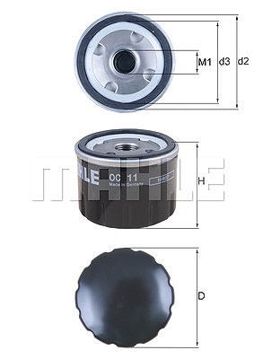 Mahle Ölfilter [Hersteller-Nr. OC11] für Alpine, Fiat, Renault von MAHLE