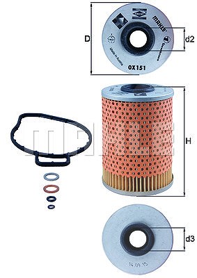 Mahle Ölfilter [Hersteller-Nr. OX151D] für BMW von MAHLE