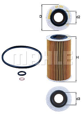 Mahle Ölfilter [Hersteller-Nr. OX384D] für Chrysler, Hyundai, Kia von MAHLE