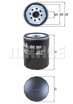 Mahle Ölfilter [Hersteller-Nr. OC369] für Mitsubishi, Smart von MAHLE