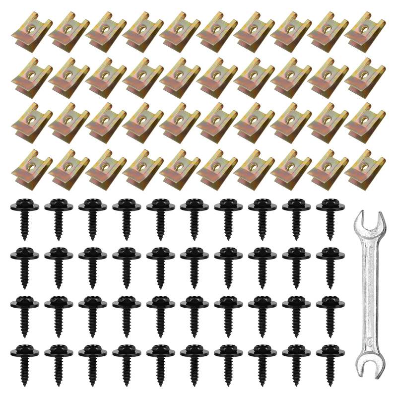 80 Stück Kfz Schraube Mutter Clip Kit, Auto Blechschrauben Kotflügel, Blechmutter Schraube Mutter Clip Kit für Radkastenabdeckung Kotflügel Platte von MAIXINNEW