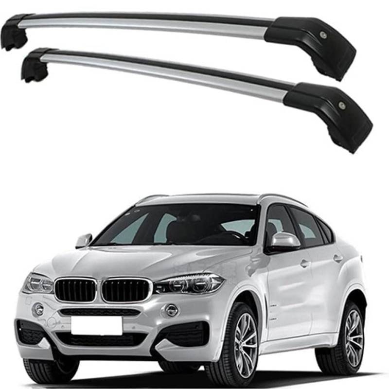 2 Stücke Auto Aluminium Dachträger für B-MW X6 (F16, F86) 2014-2019, Querträger Relingträger Dachgepäckträger Dachgepäckablage Camping Transport Zubehör,C/Sliver~Black von MAJHER