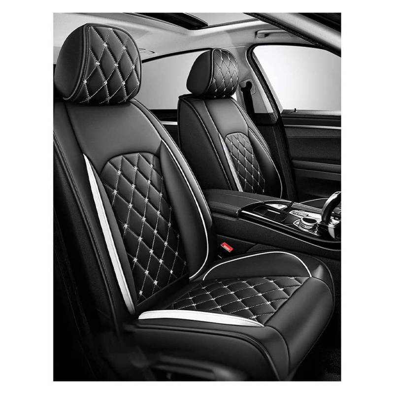 MAJHER Auto Sitzbezüge für V-W Passat B7 2010-2014, Autositzbezüge PU Leder Sitzschoner Autositzbezug Schonbezug Wasserdicht Innenraum Zubehör,A/Black White von MAJHER