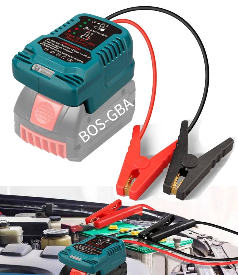 Auto-Starthilfe-Adapter für Bosch 18 V GBA Batterie-Starthilfekabel, 12 V tragbare Starthilfe-Batterie, bis zu 3,5 l Gas 6,5 l Dieselmotoren, Auto-Starthilfekabel-Adapter (Batterie nicht im von MAKBOS